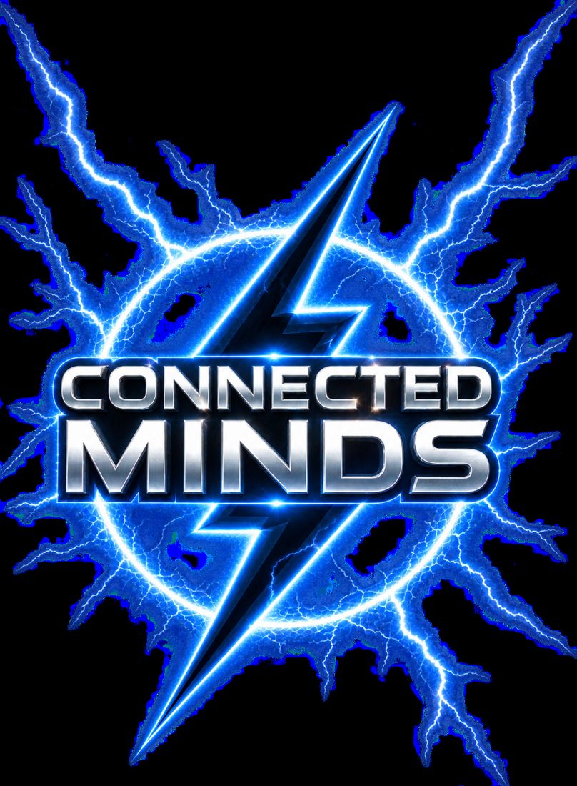 Connected Minds electric-blue lightning logo